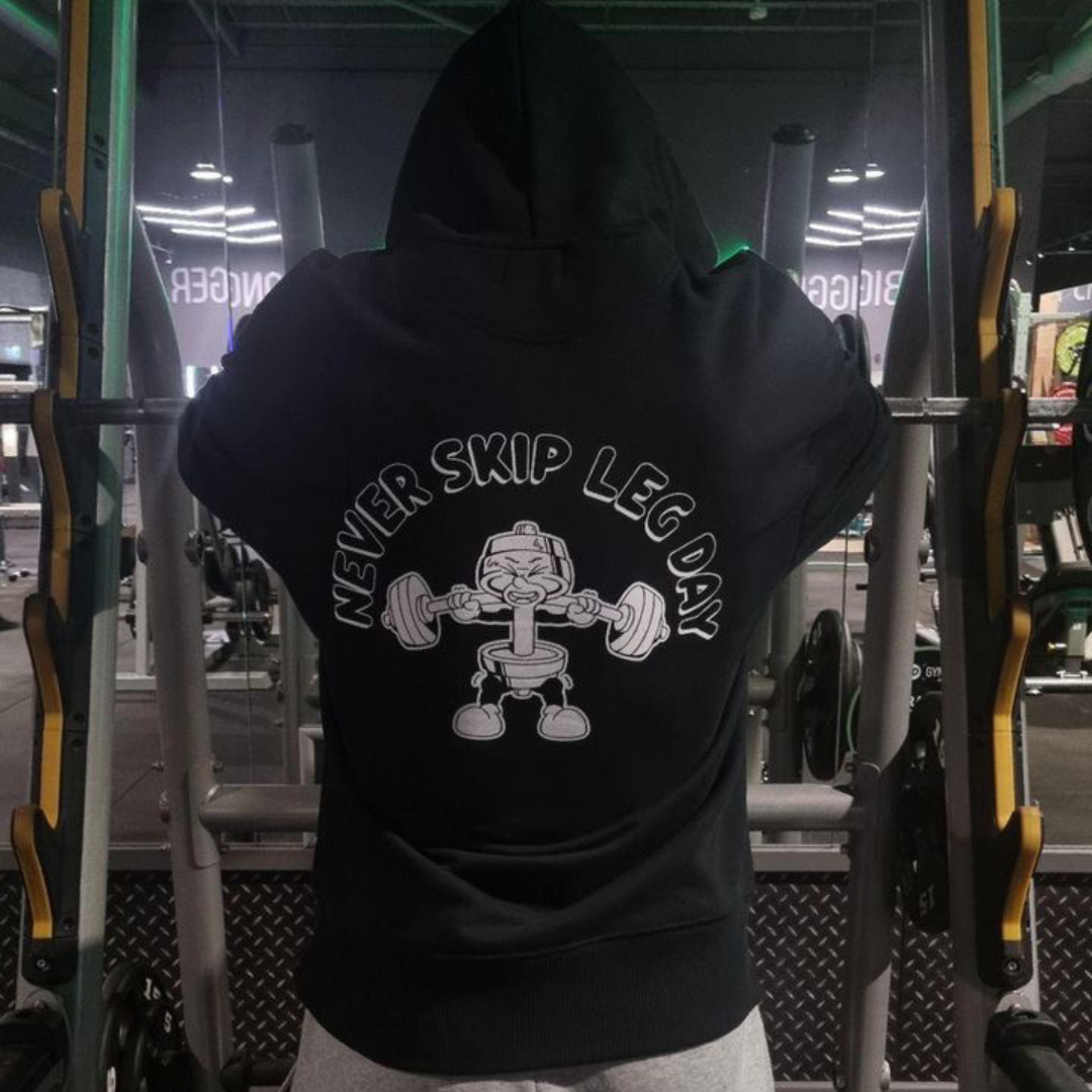 🥈Never Skip Leg Day - Silver Level on Black Hoodie - Squat