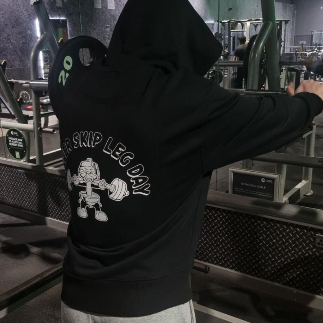🥈Never Skip Leg Day - Silver Level on Black Hoodie - Squat