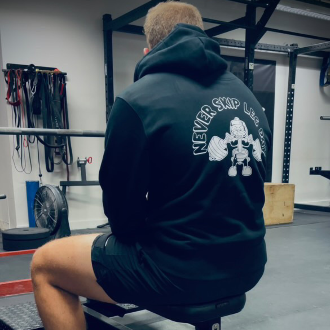 🥇Never Skip Leg Day - Gold Level on Black Hoodie - Squat