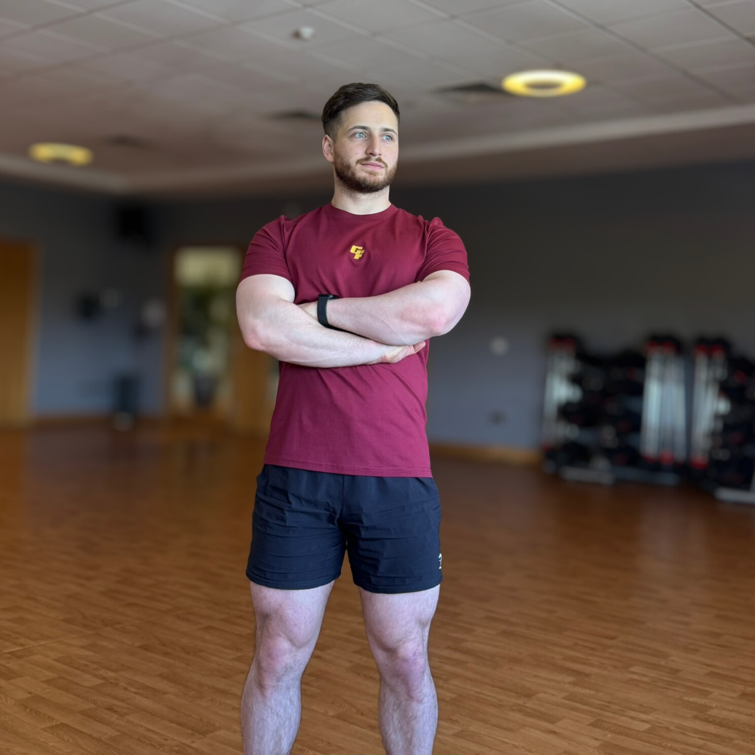 🥉Never Skip Leg Day - Bronze Level on Burgundy tee - Squat