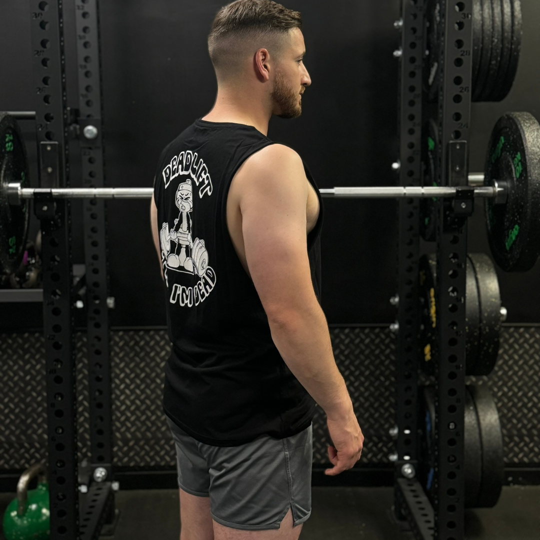 🥇 Deadlift Till I'm Dead - Gold Level on Black Vest - Deadlift