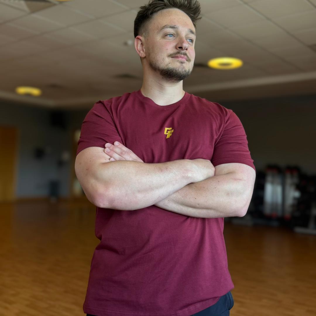 š„Never Skip Leg Day - Gold Level on Burgundy tee - Squat