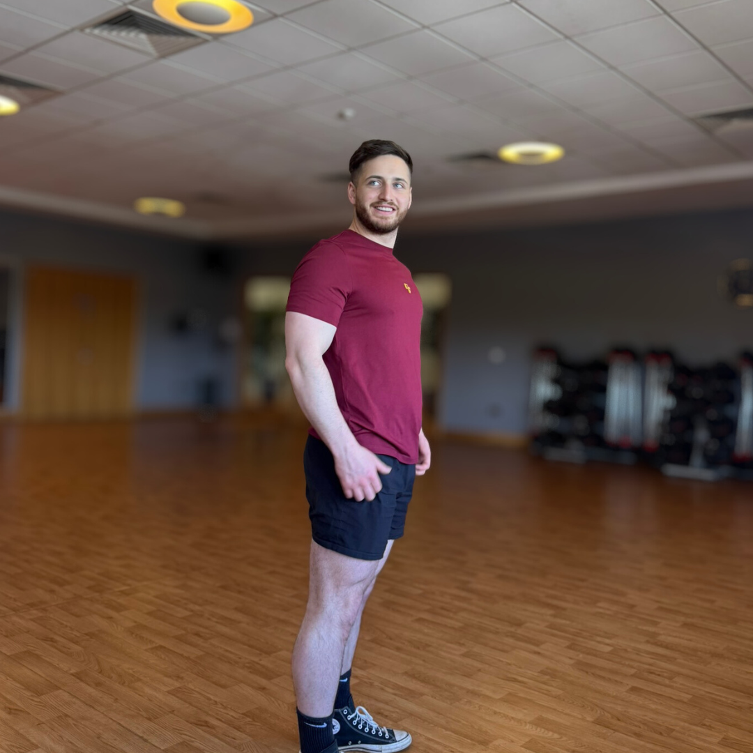 🥉Never Skip Leg Day - Bronze Level on Burgundy tee - Squat