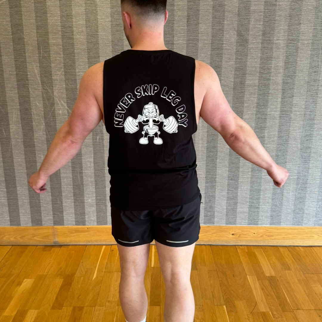 🥇Never Skip Leg Day - Gold Level on Black Vest - Squat