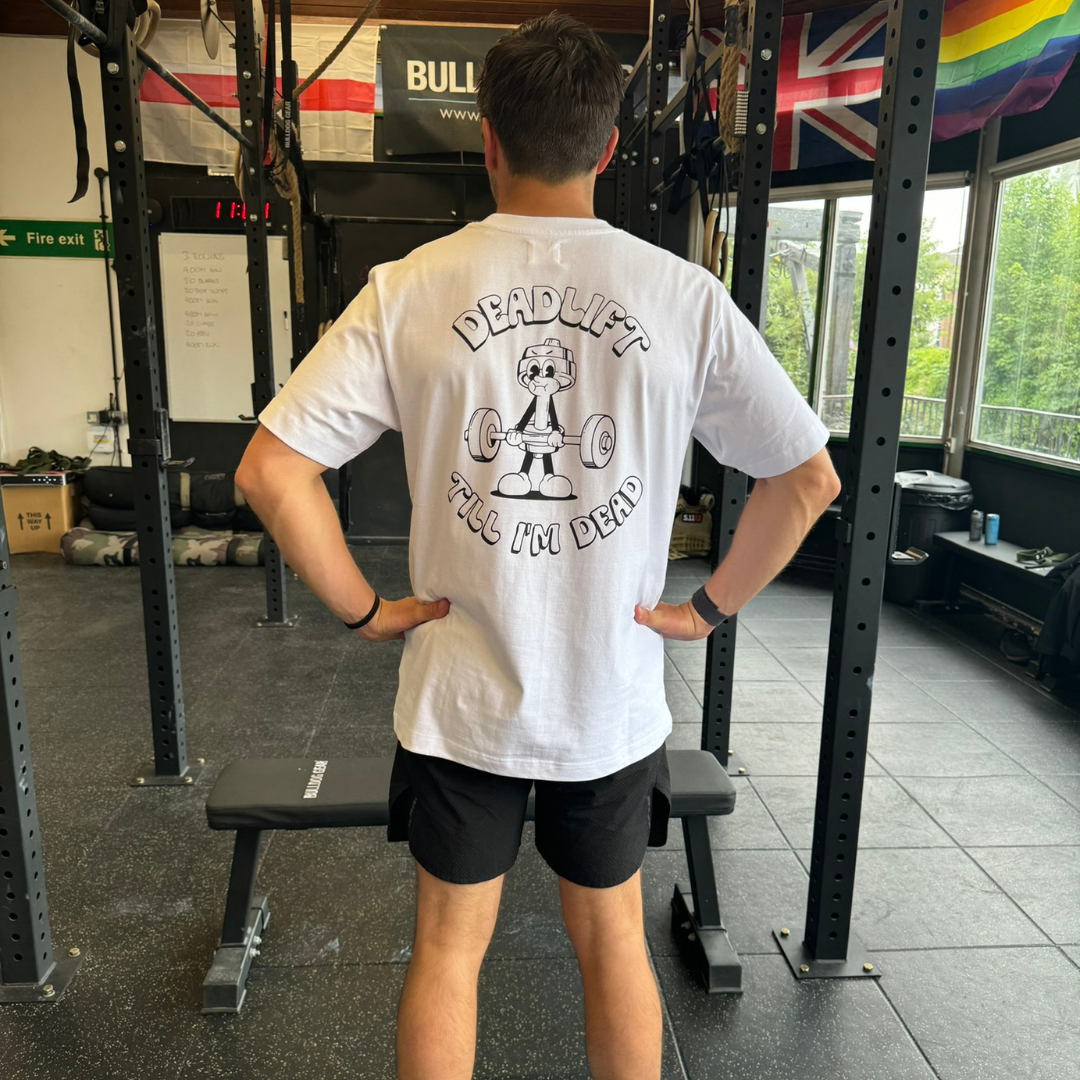 🥉 Deadlift Till I'm Dead - Bronze Level on White Oversized - Deadlift