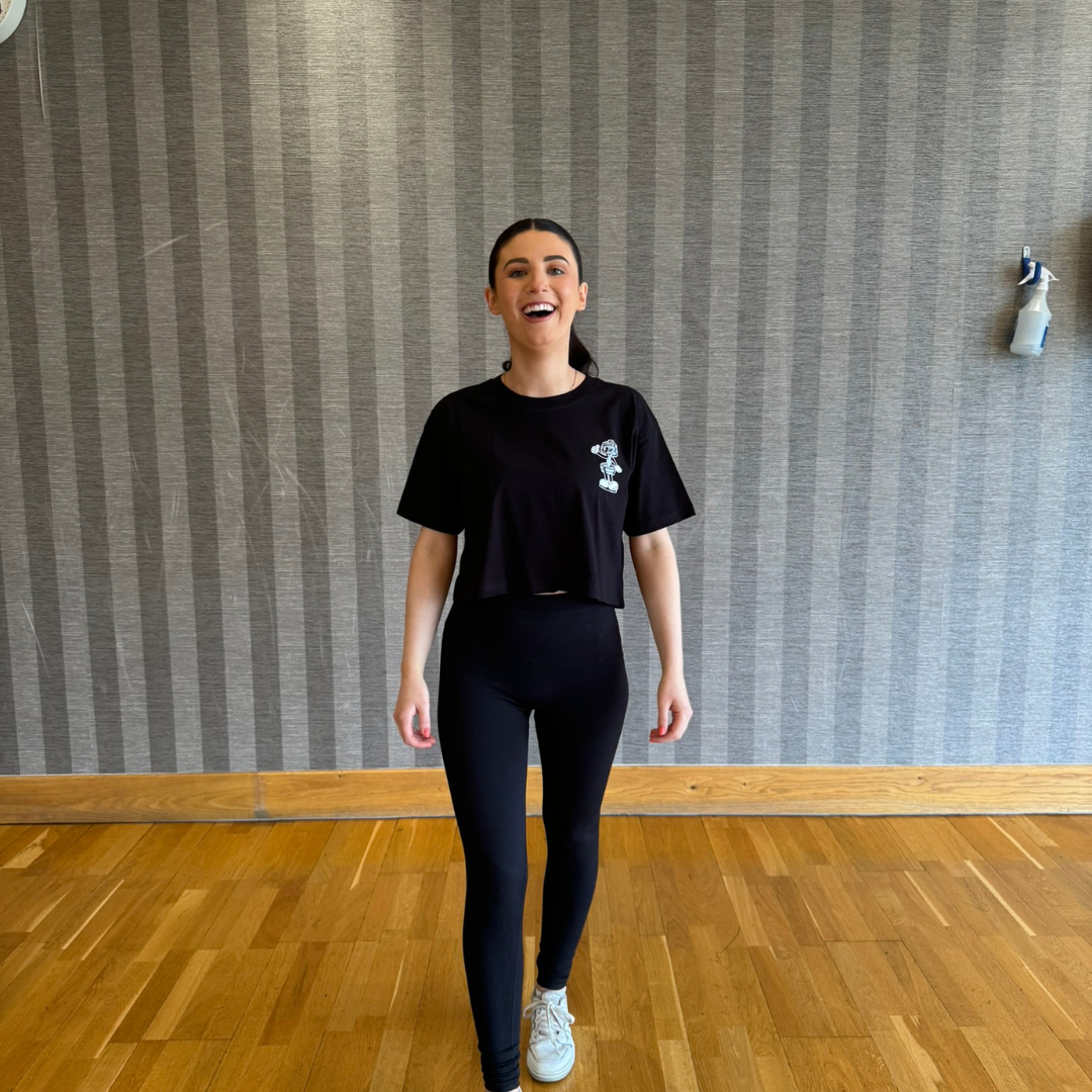 🥈Never Skip Leg Day - Silver Level on Black Crop T-shirt - Squat
