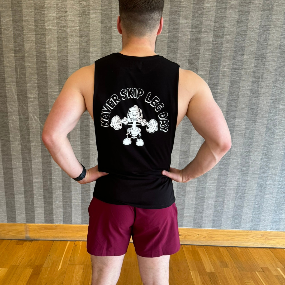 🥈Never Skip Leg Day - Silver Level on Black Vest - Squat