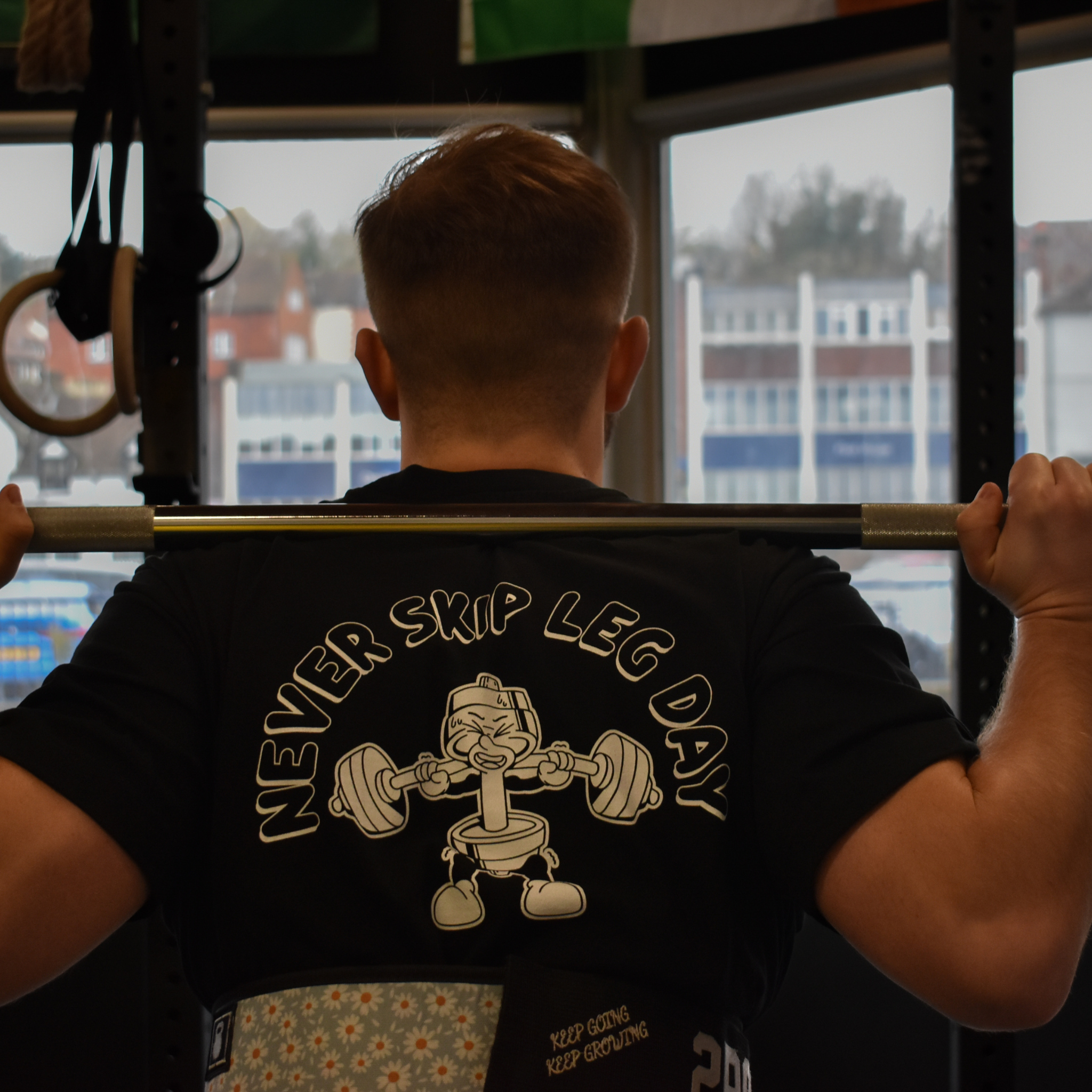 🥈Never Skip Leg Day - Silver Level on Black Oversized - Squat