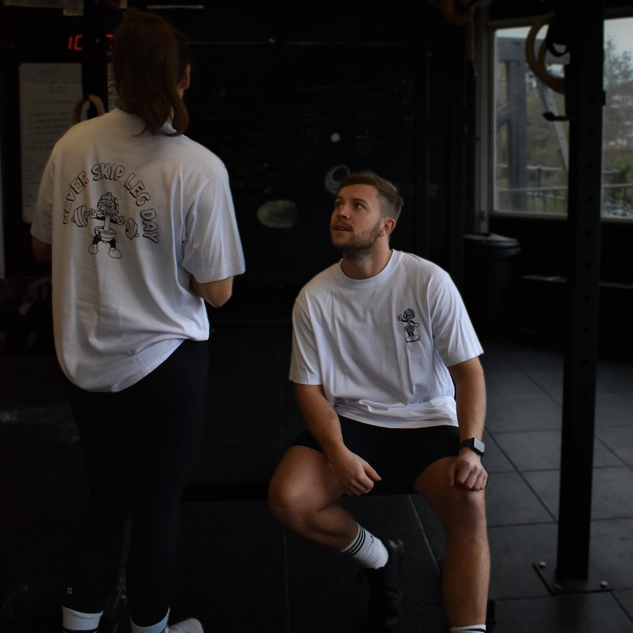 🥈Never Skip Leg Day - Silver Level on White Oversized - Squat