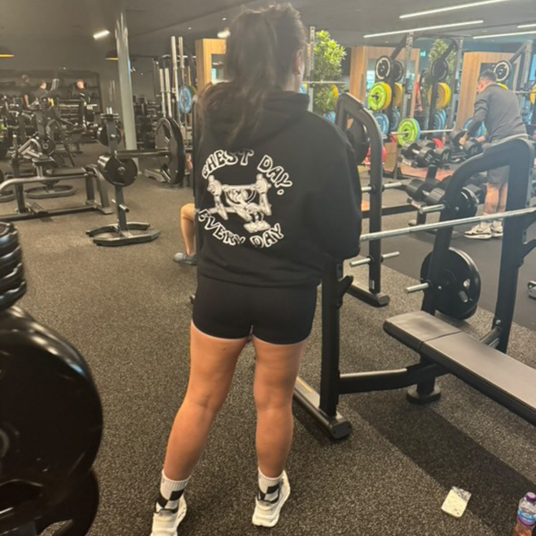🥉 Chest Day, Every Day - Bronze Level on Black Oversized - Bench press