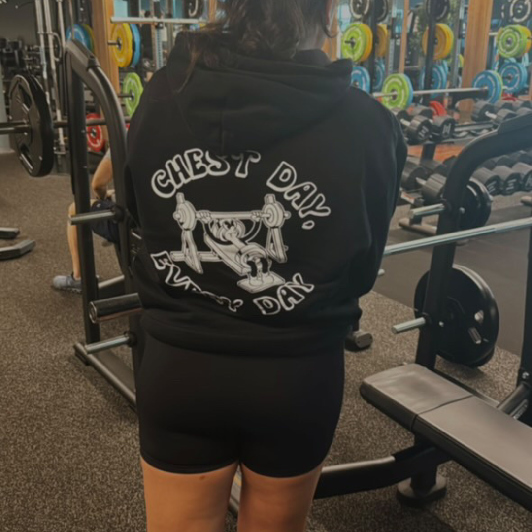 🥉 Chest Day, Every Day - Bronze Level on Black Oversized - Bench press
