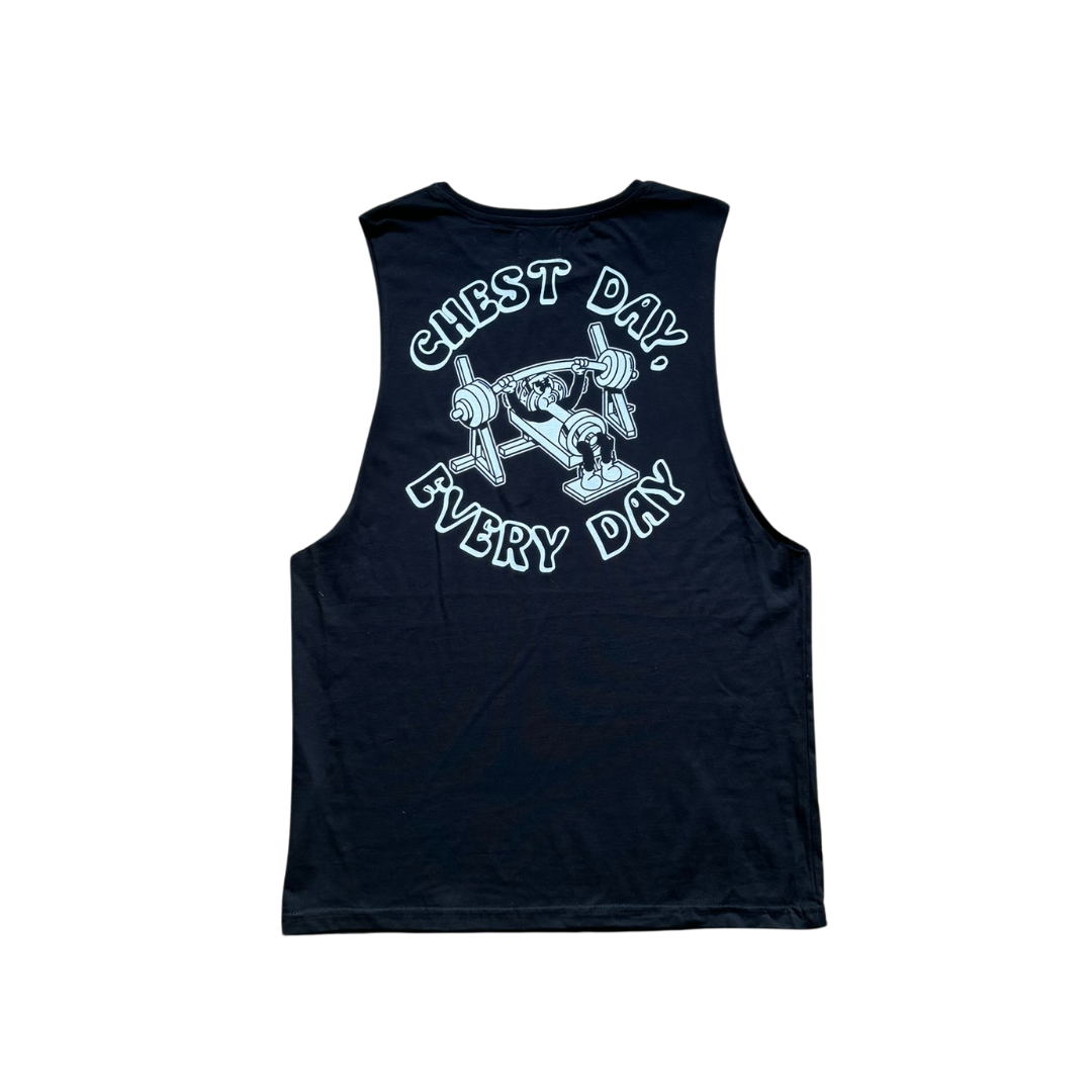 🥈 Chest Day, Every Day - Silver Level on Black Vest - Bench press