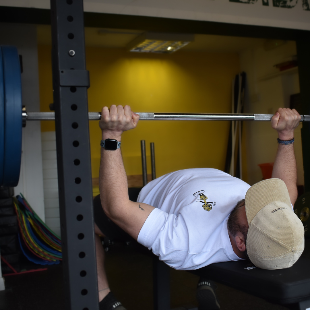 🥇 Chest Day, Every Day - Gold Level on White Oversized - Bench press