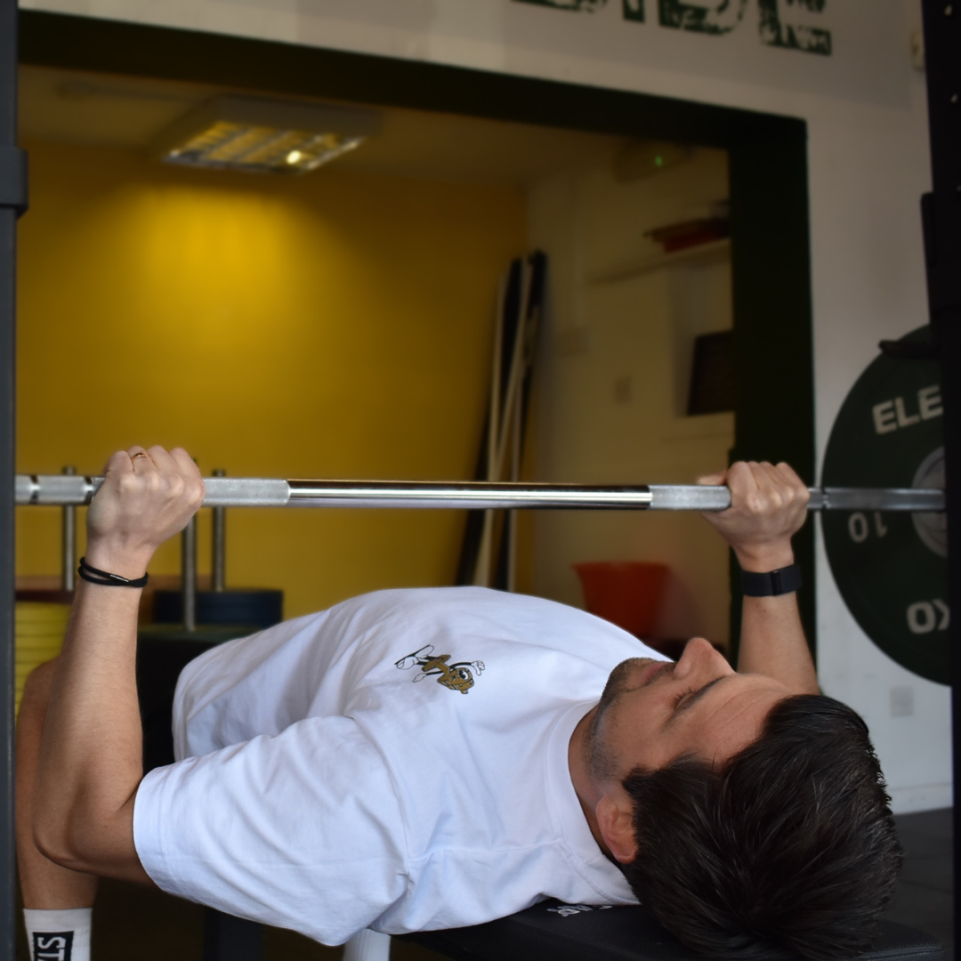 🥉 Chest Day, Every Day - Bronze Level on White Oversized - Bench press