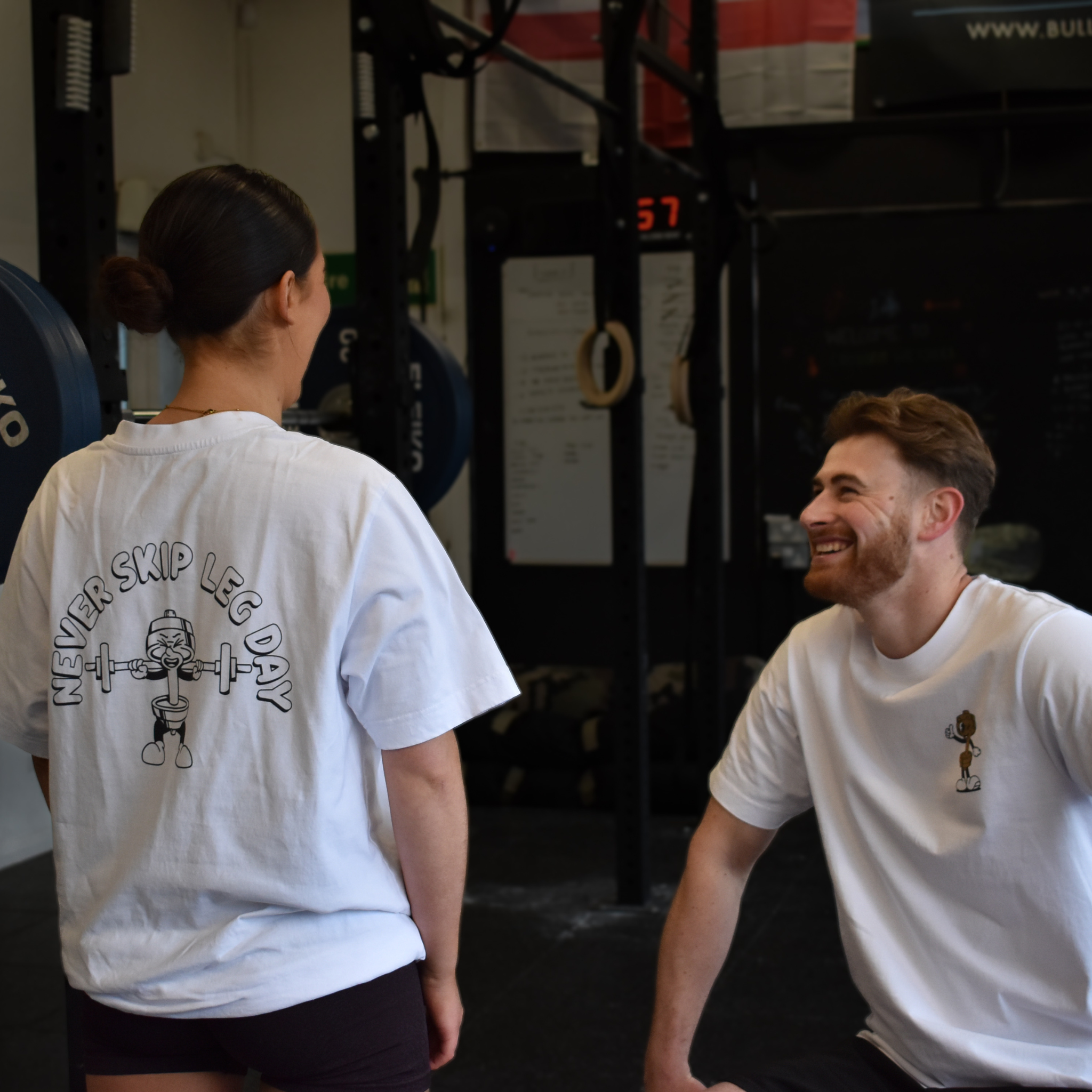 🥉Never Skip Leg Day - Bronze Level on White Oversized - Squat