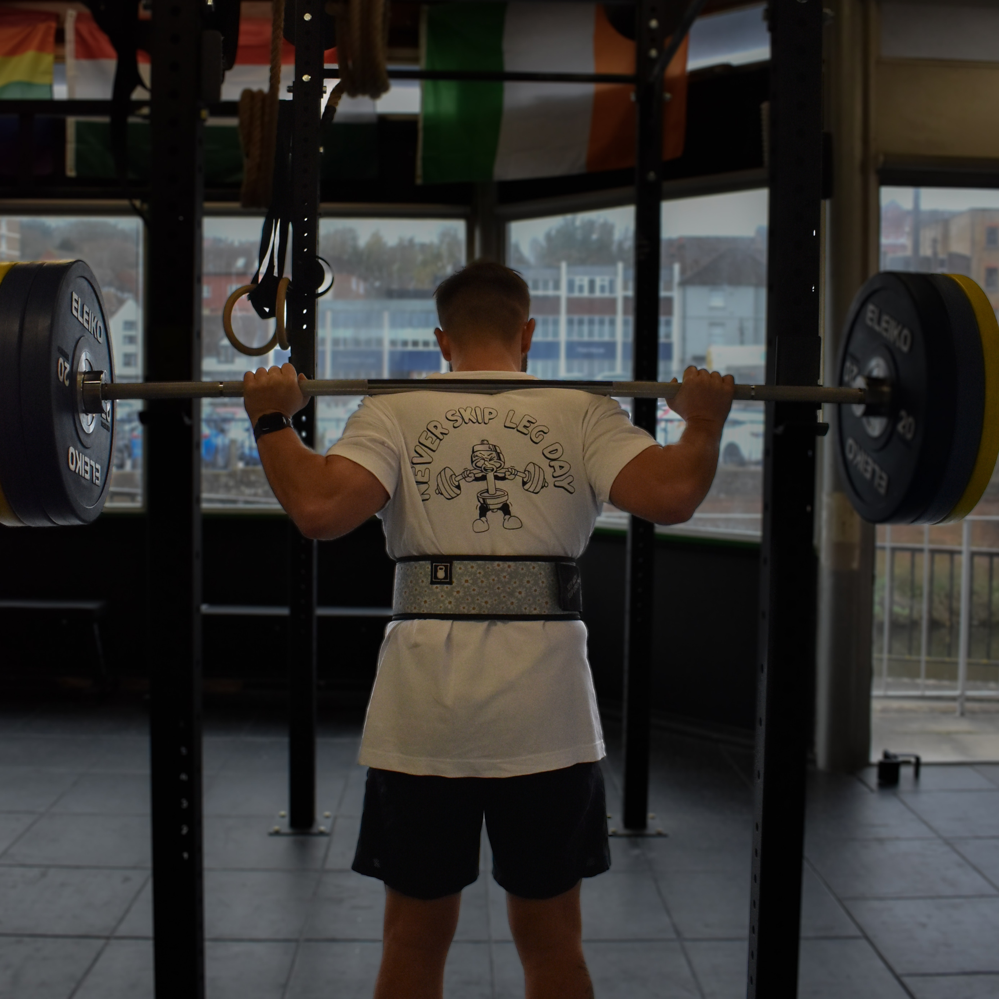 🥈Never Skip Leg Day - Silver Level on White Oversized - Squat