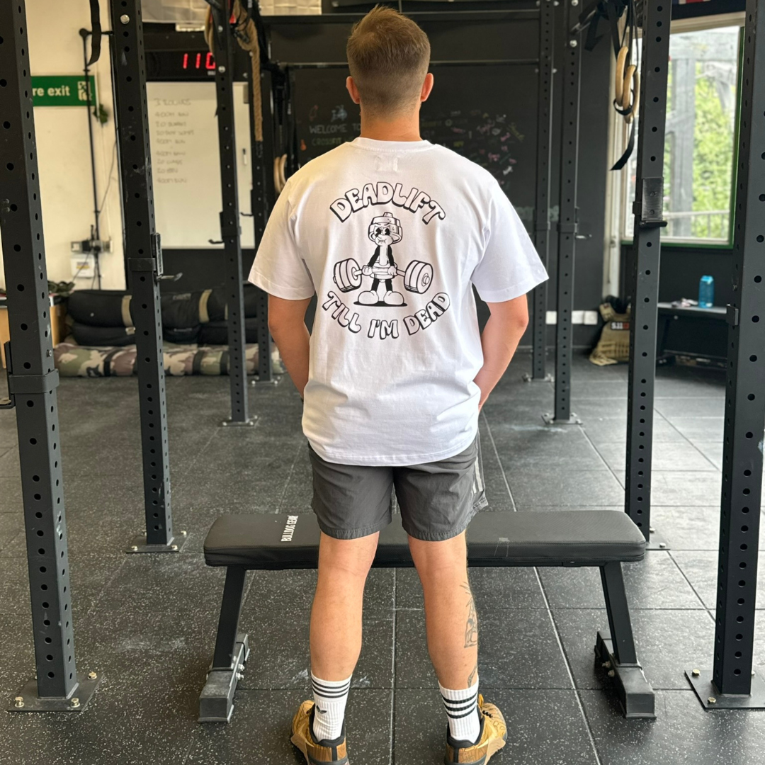 🥈 Deadlift Till I'm Dead - Silver Level on White Oversized - Deadlift