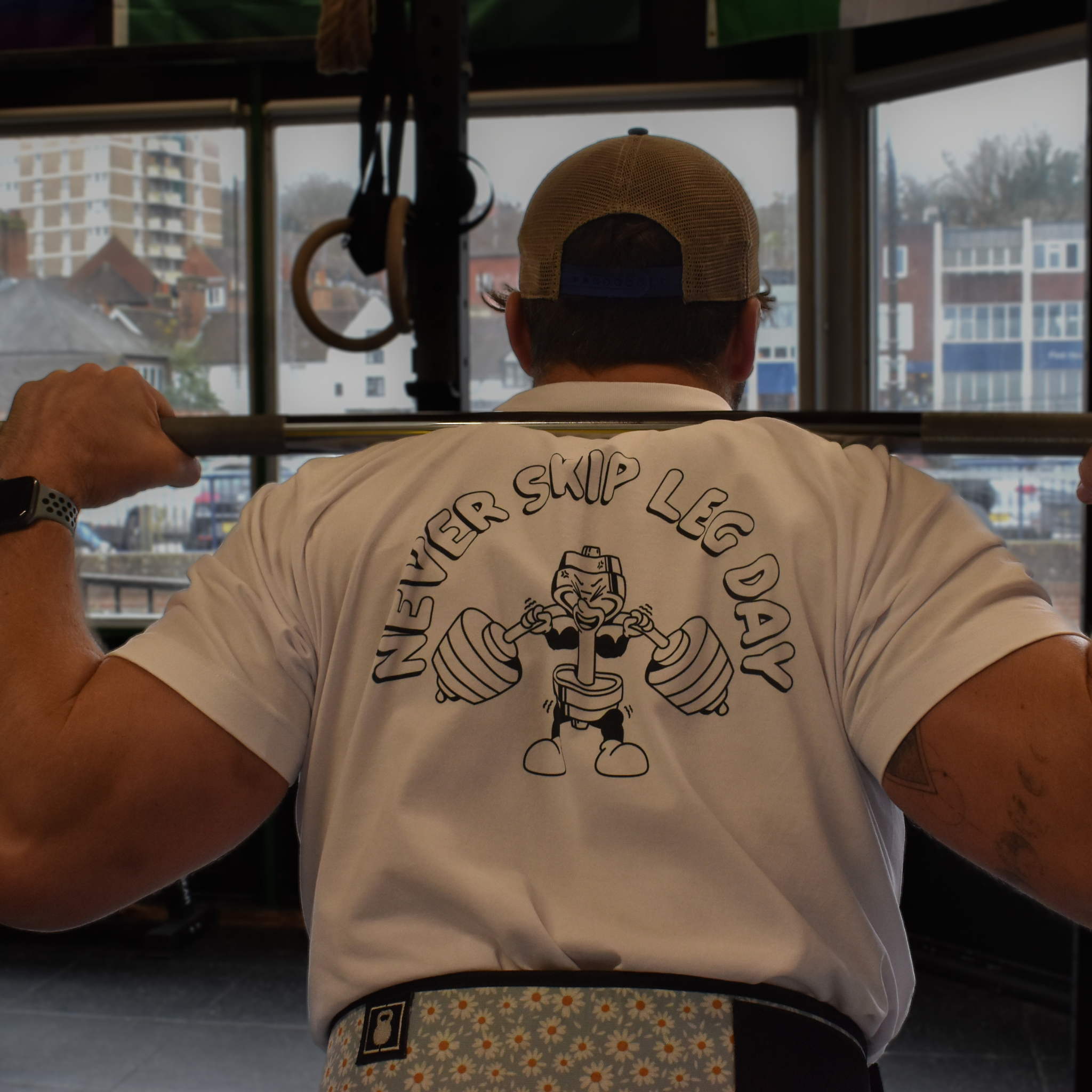 🥇Never Skip Leg Day - Gold Level on White Oversized - Squat