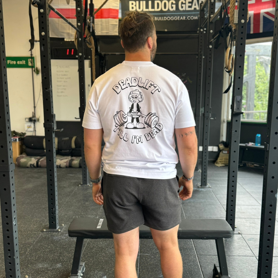 🥇 Deadlift Till I'm Dead - Gold Level on White Oversized - Deadlift